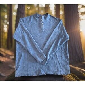Duluth Trading Co Weathered Blue Heavyweight Henley 2XLT Fair/Good Condition